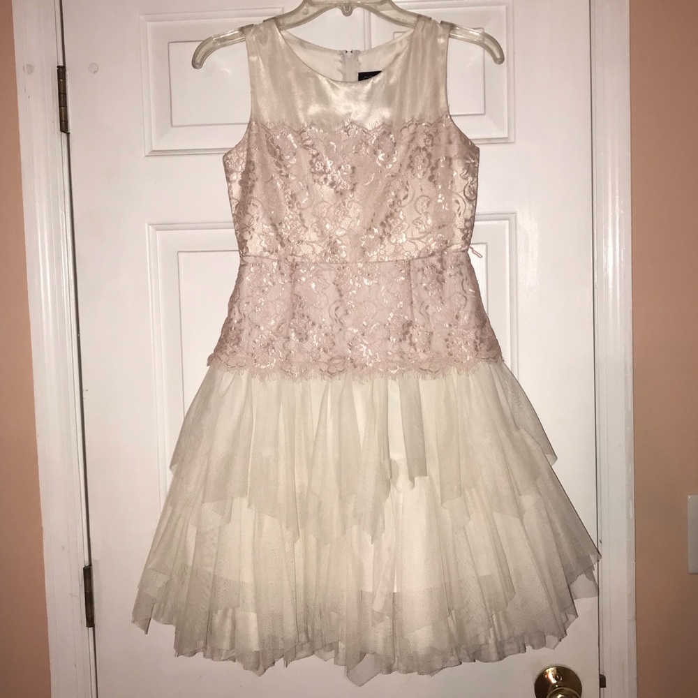 Girls pink lace dress size 14